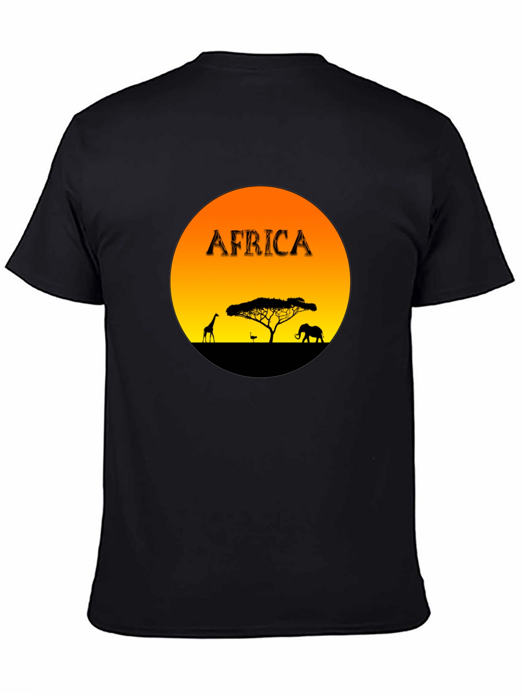 Africa Sunset Graphic Tee - Black Cotton Blend T-Shirt