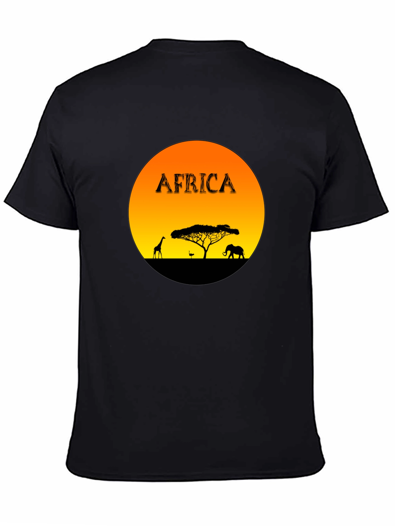 Africa Sunset Graphic Tee - Black Cotton Blend T-Shirt