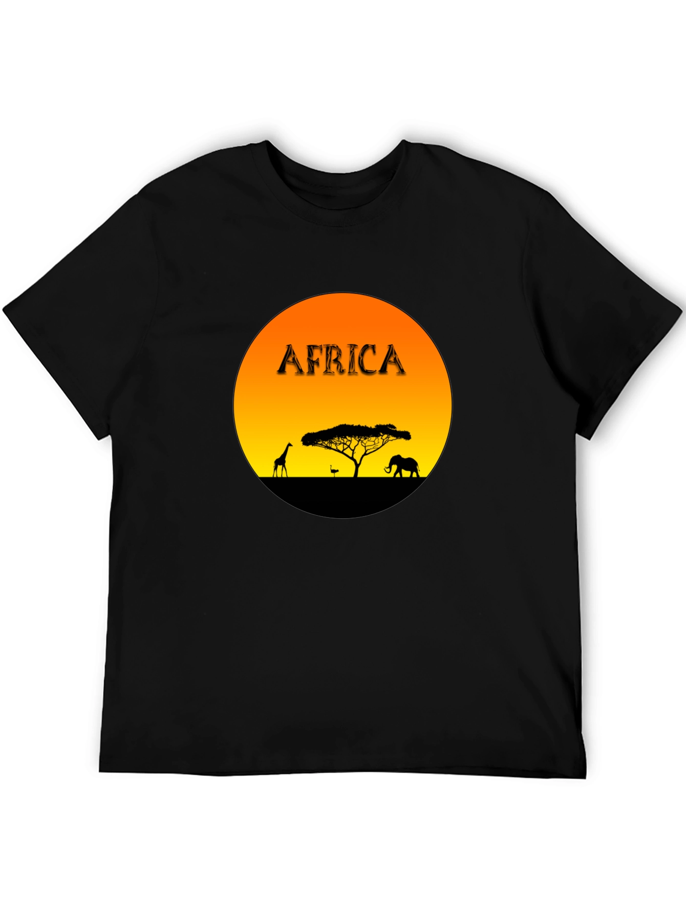 Africa Sunset Graphic Tee - Black Cotton Blend T-Shirt