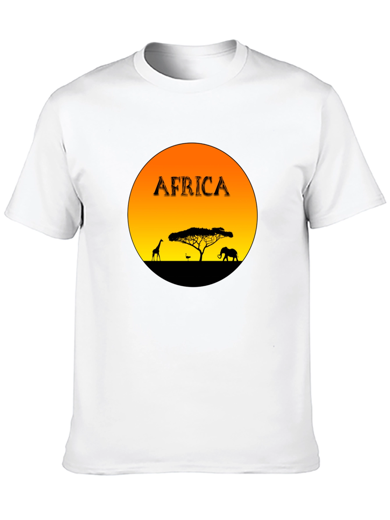Africa Sunset Graphic Tee - Black Cotton Blend T-Shirt
