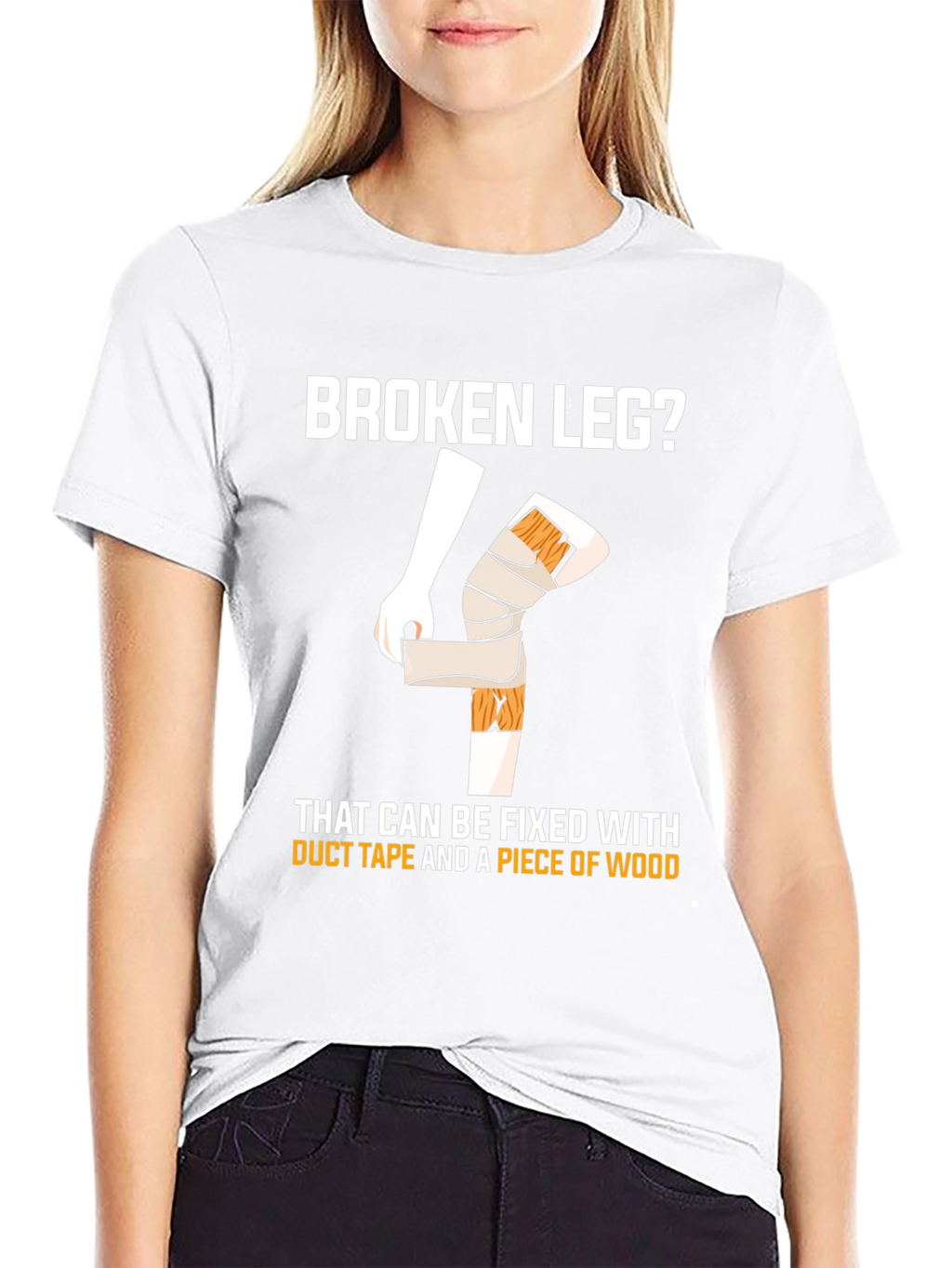 Funny Broken Leg T-Shirt - Duct Tape Fix