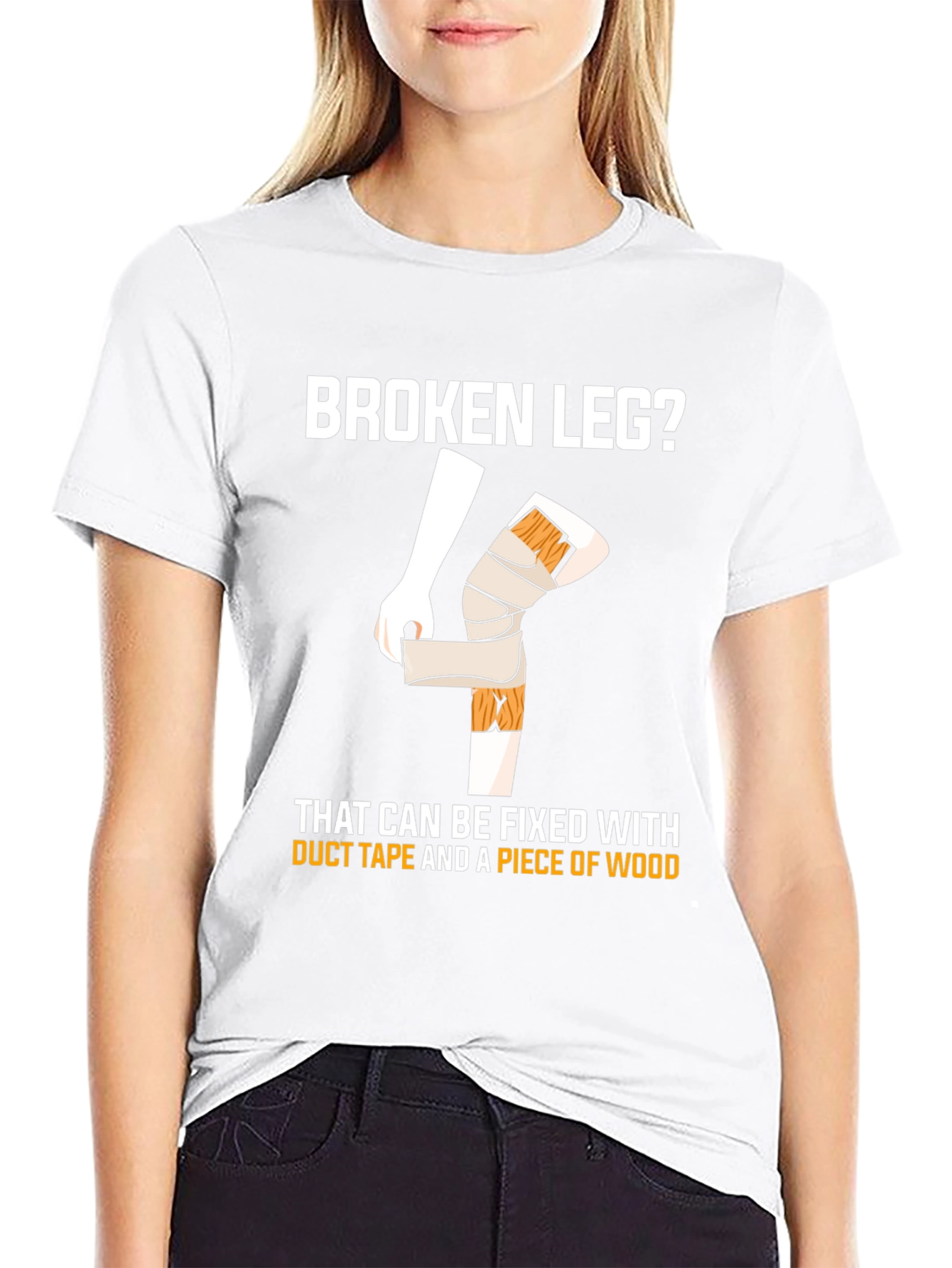 Funny Broken Leg T-Shirt - Duct Tape Fix