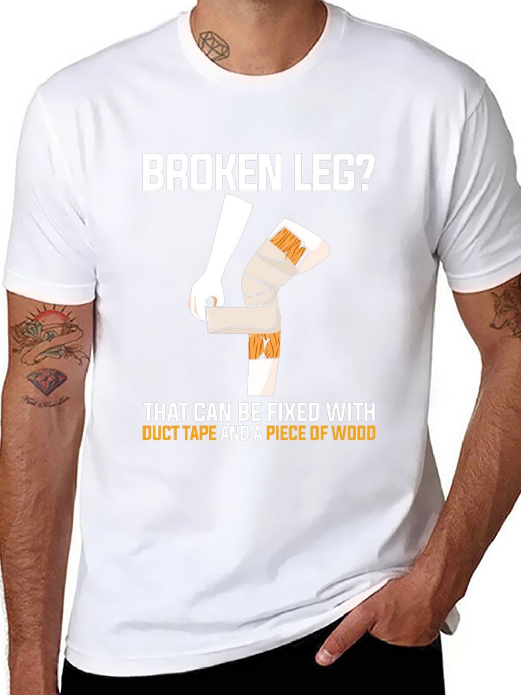 Funny Broken Leg T-Shirt - Duct Tape Fix