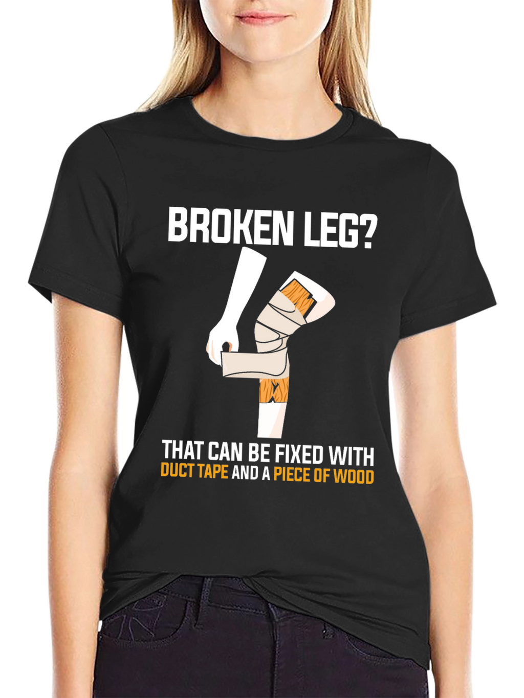 Funny Broken Leg T-Shirt - Duct Tape Fix