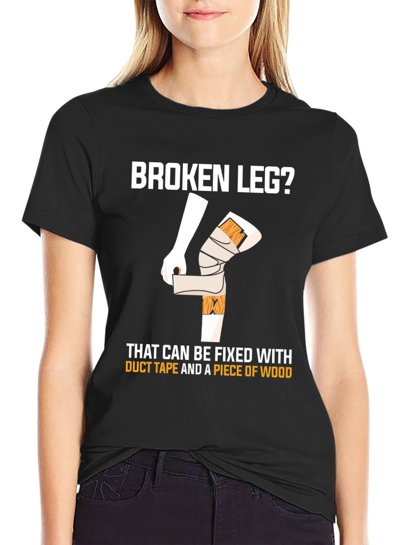Funny Broken Leg T-Shirt - Duct Tape Fix