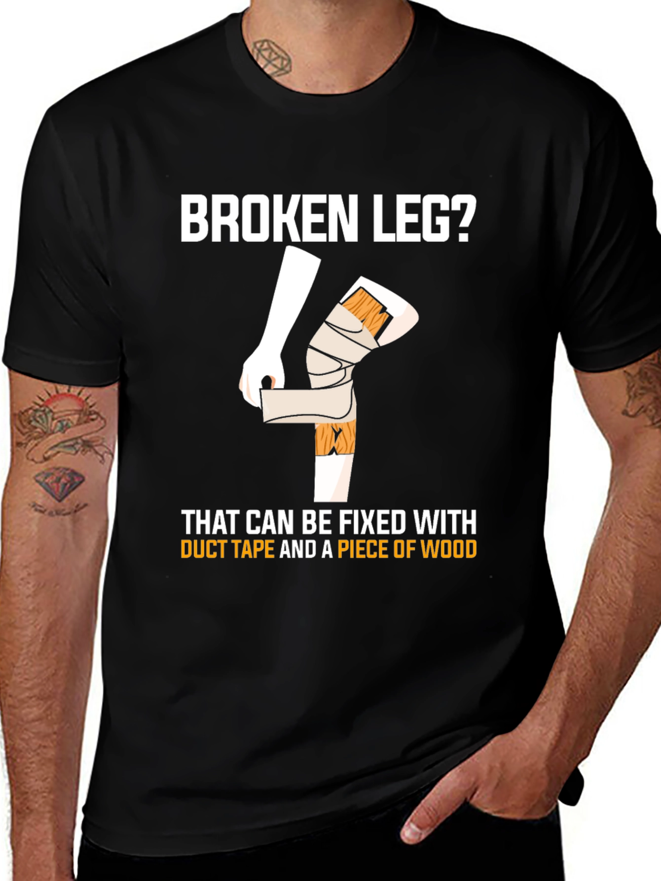 Funny Broken Leg T-Shirt - Duct Tape Fix