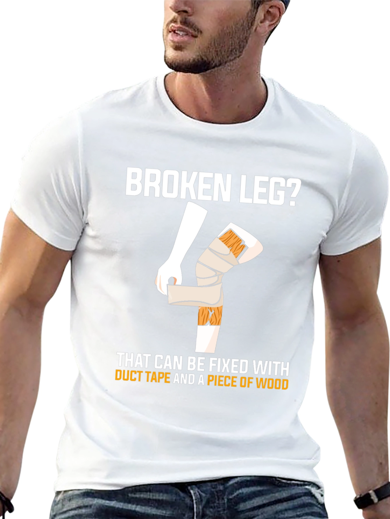 Funny Broken Leg T-Shirt - Duct Tape Fix