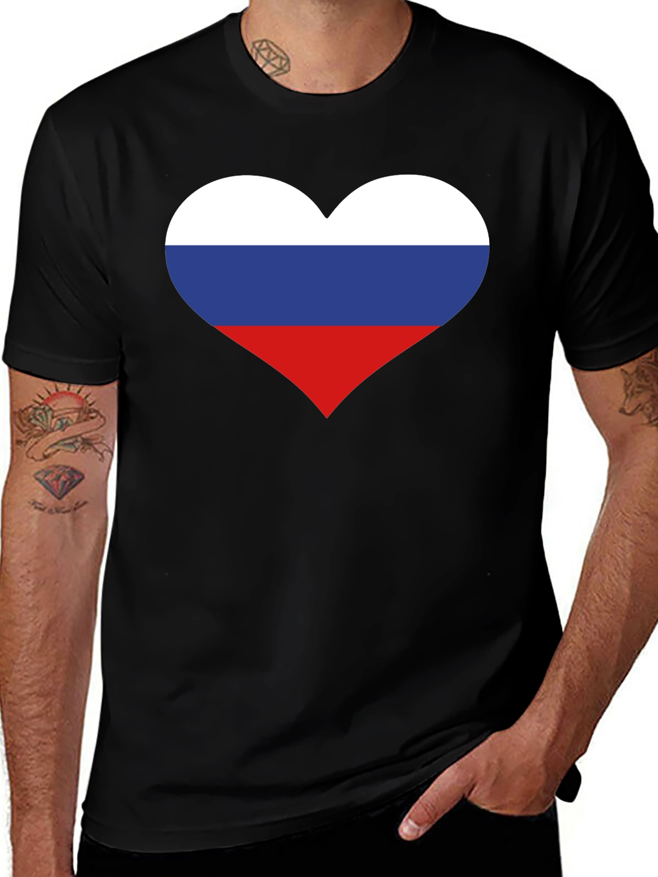Russian Flag Heart Graphic Tee