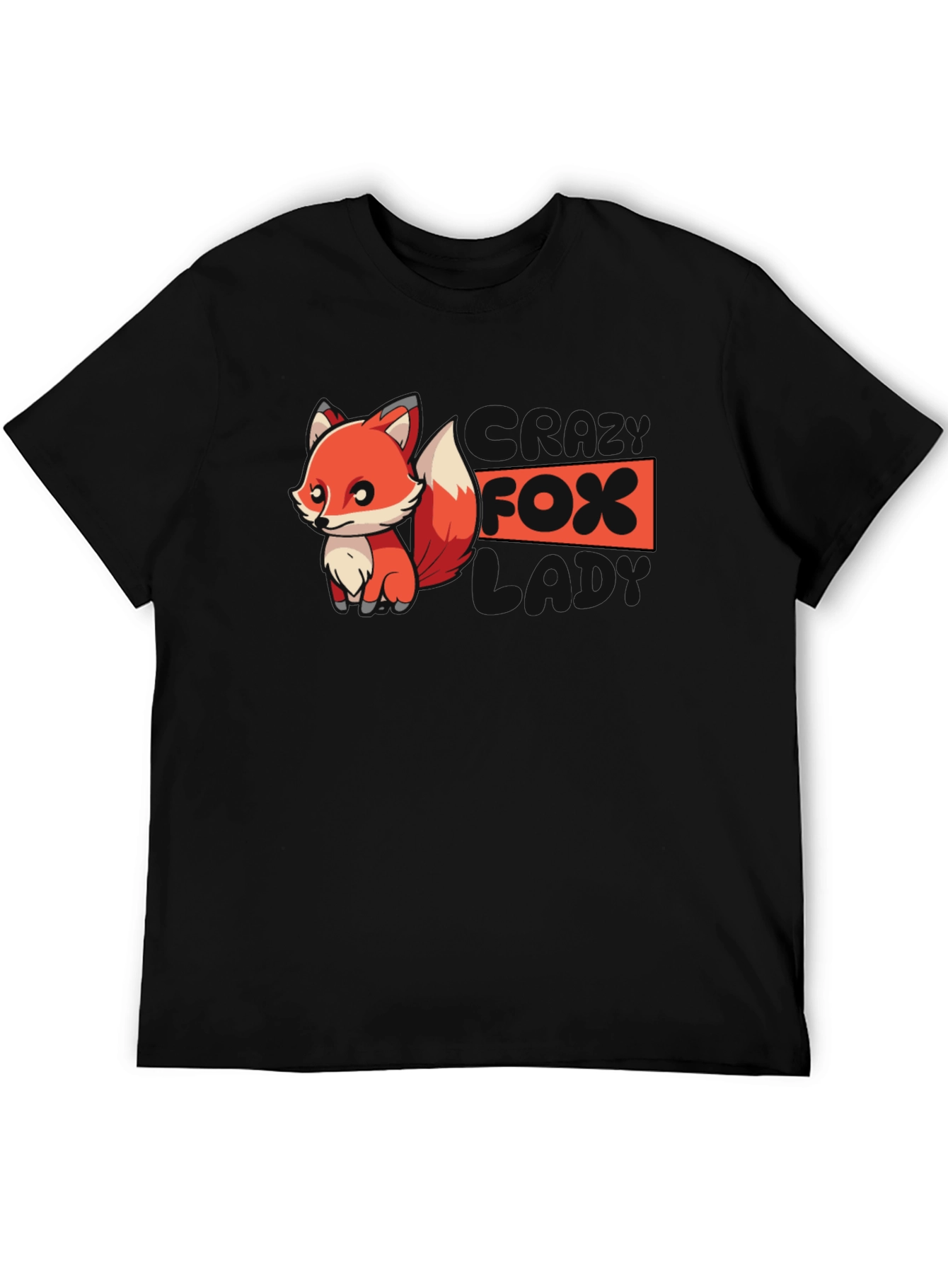 Cool Fox Graphic Tee - Black Cotton T-Shirt
