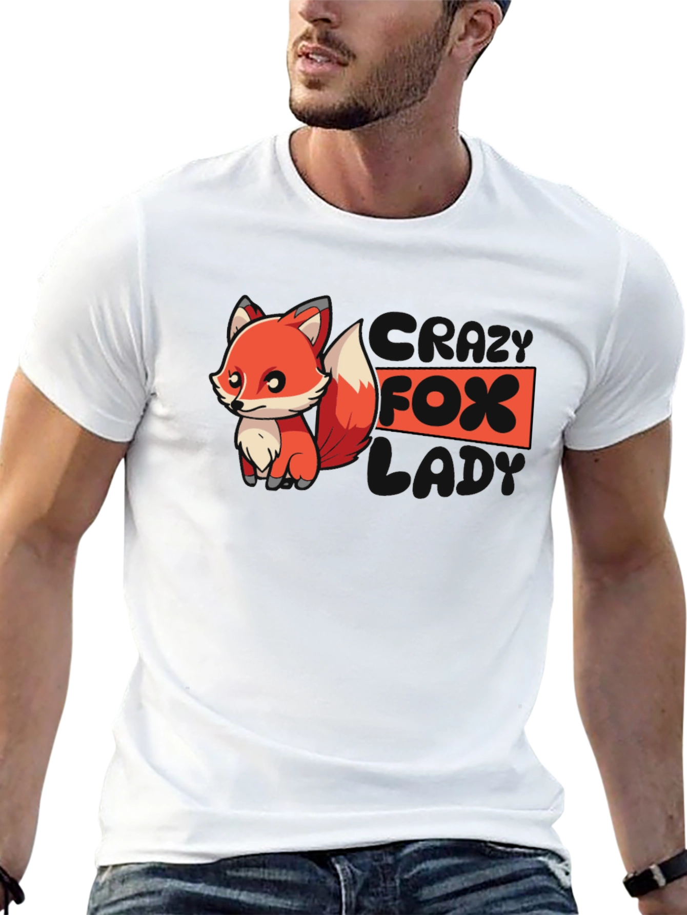 Cool Fox Graphic Tee - Black Cotton T-Shirt