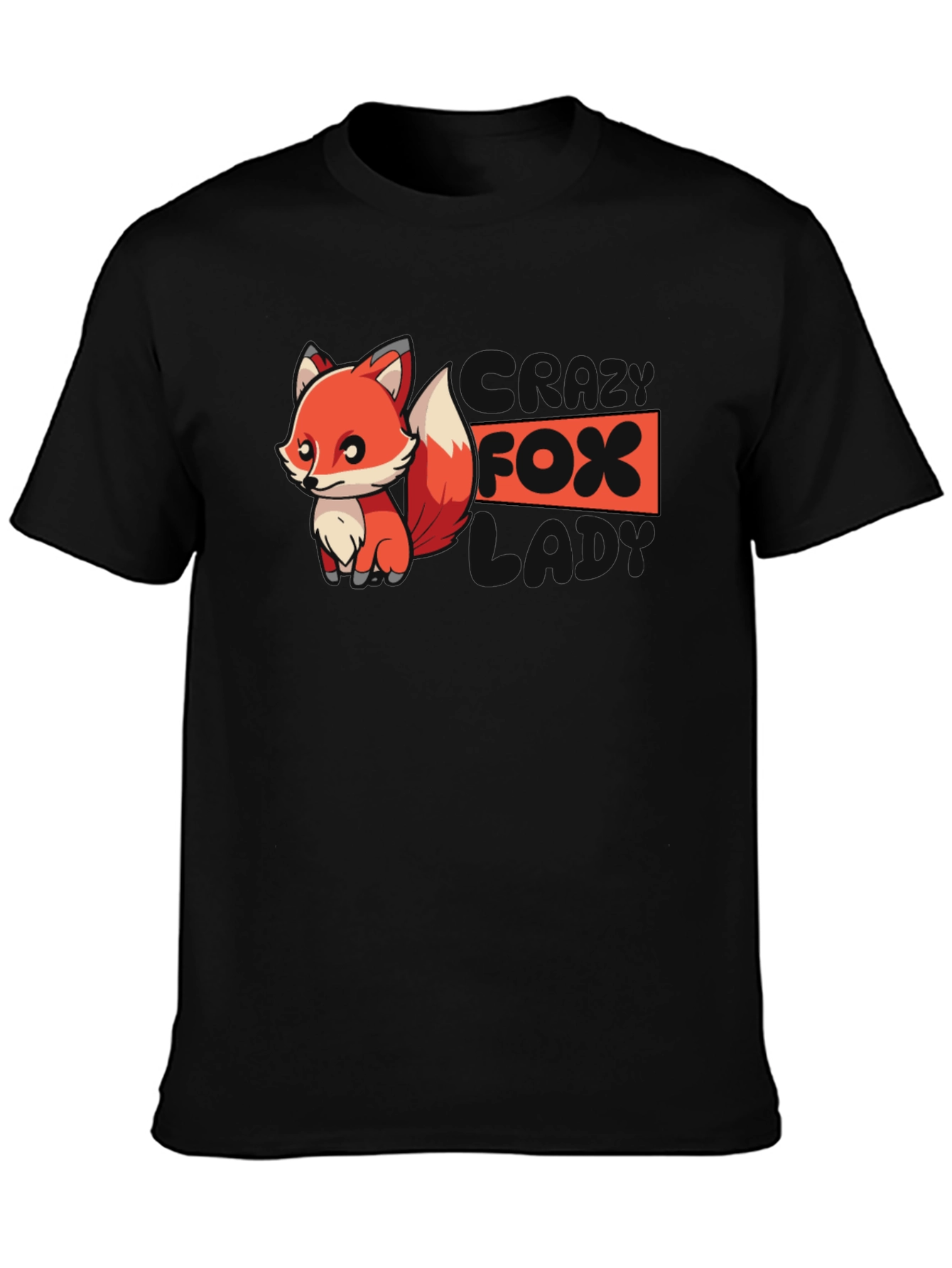 Cool Fox Graphic Tee - Black Cotton T-Shirt