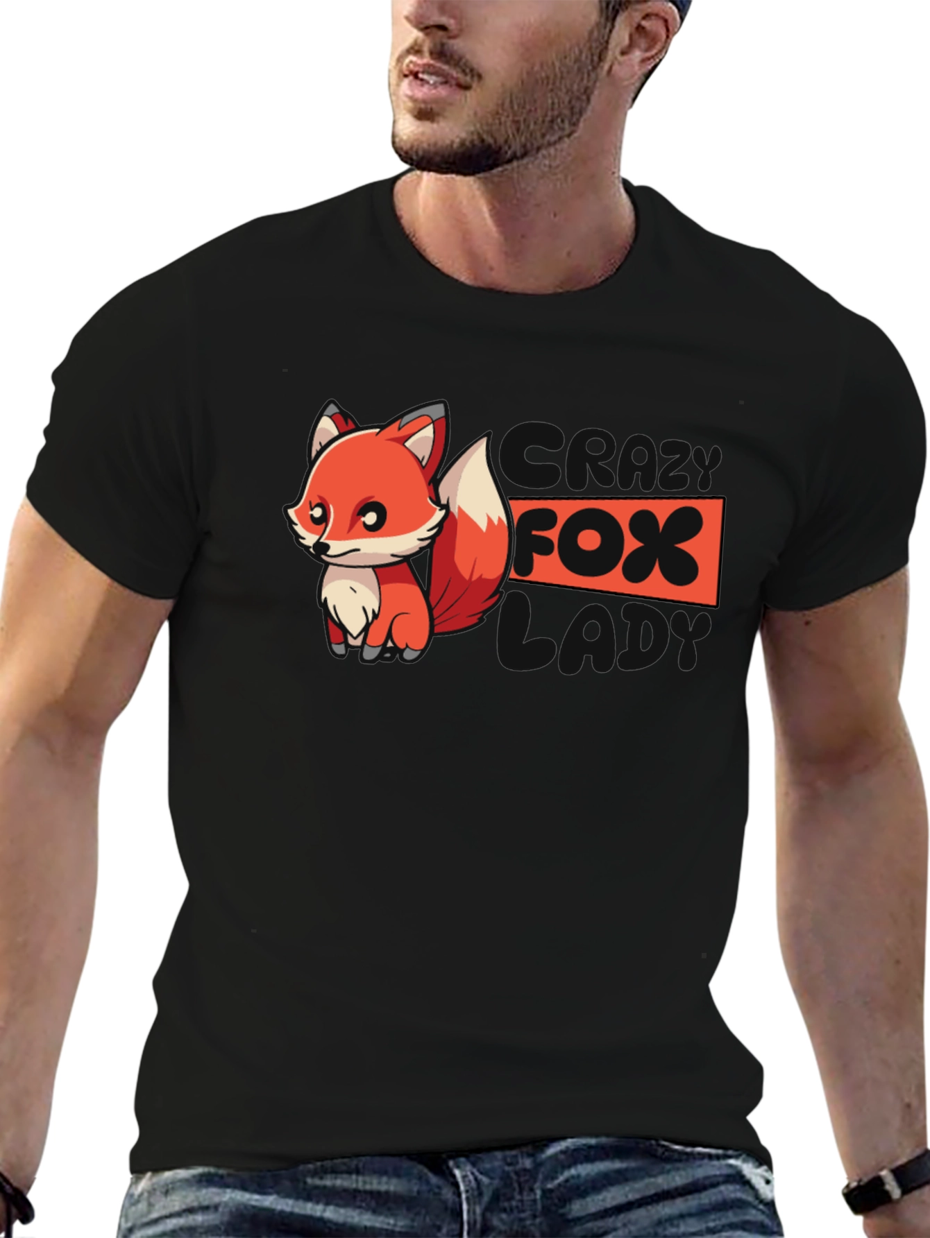 Cool Fox Graphic Tee - Black Cotton T-Shirt