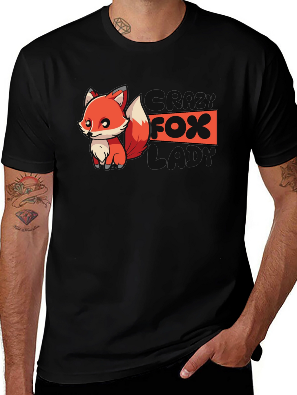 Cool Fox Graphic Tee - Black Cotton T-Shirt