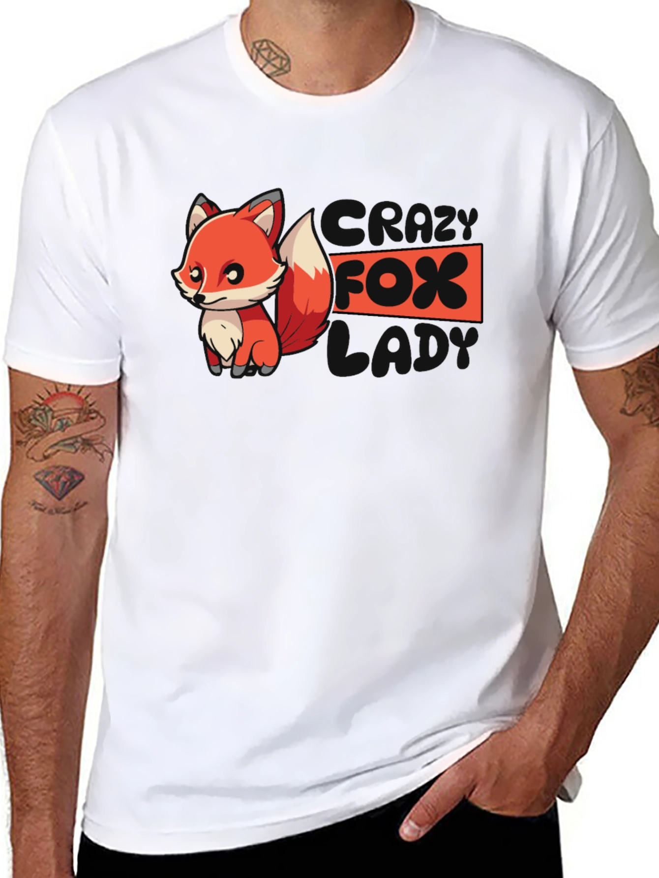 Cool Fox Graphic Tee - Black Cotton T-Shirt