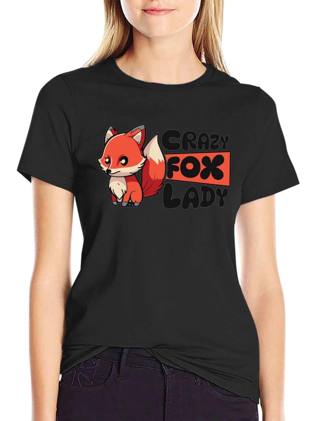 Cool Fox Graphic Tee - Black Cotton T-Shirt