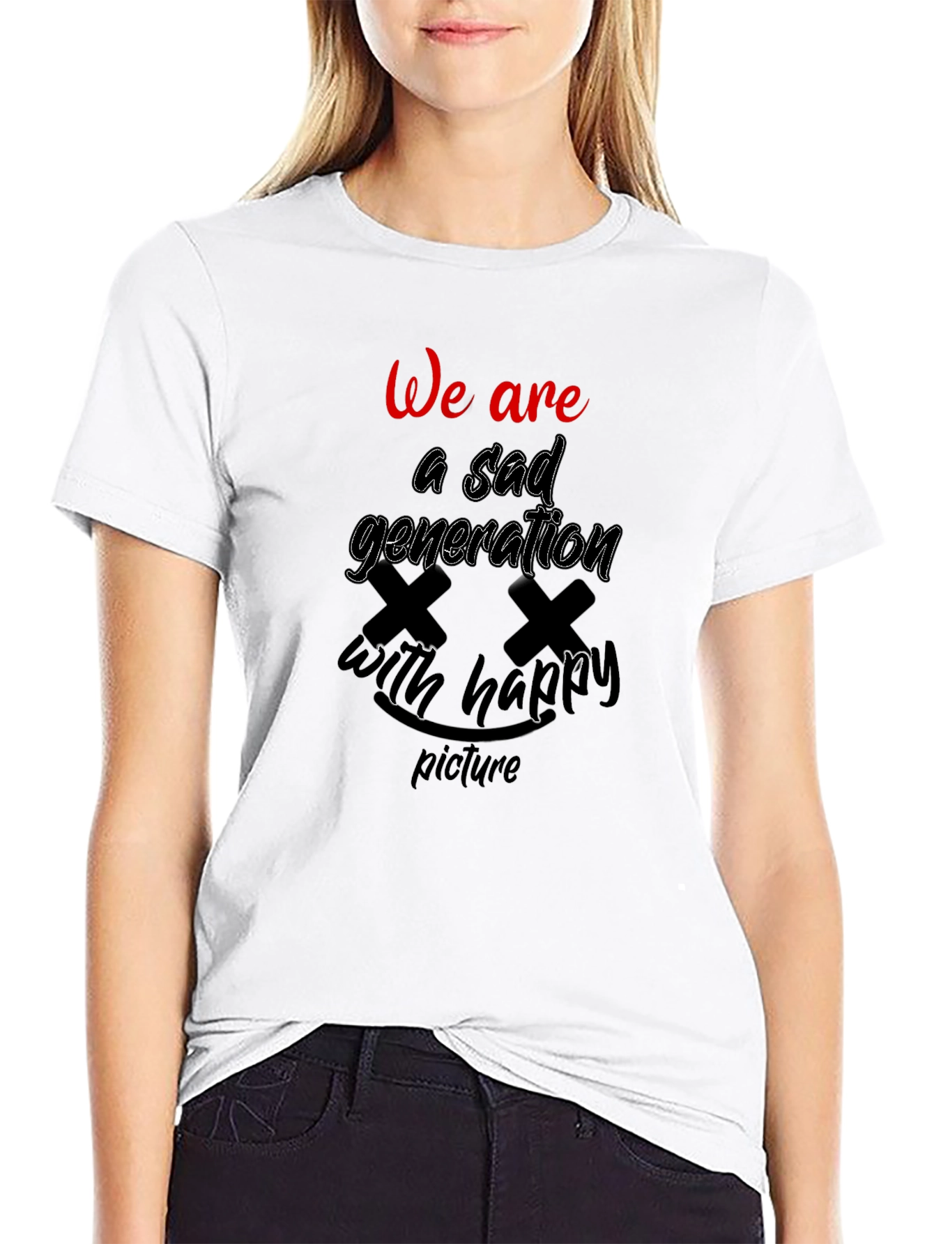 Sad Generation Graphic Tee - Trendy Black T-Shirt