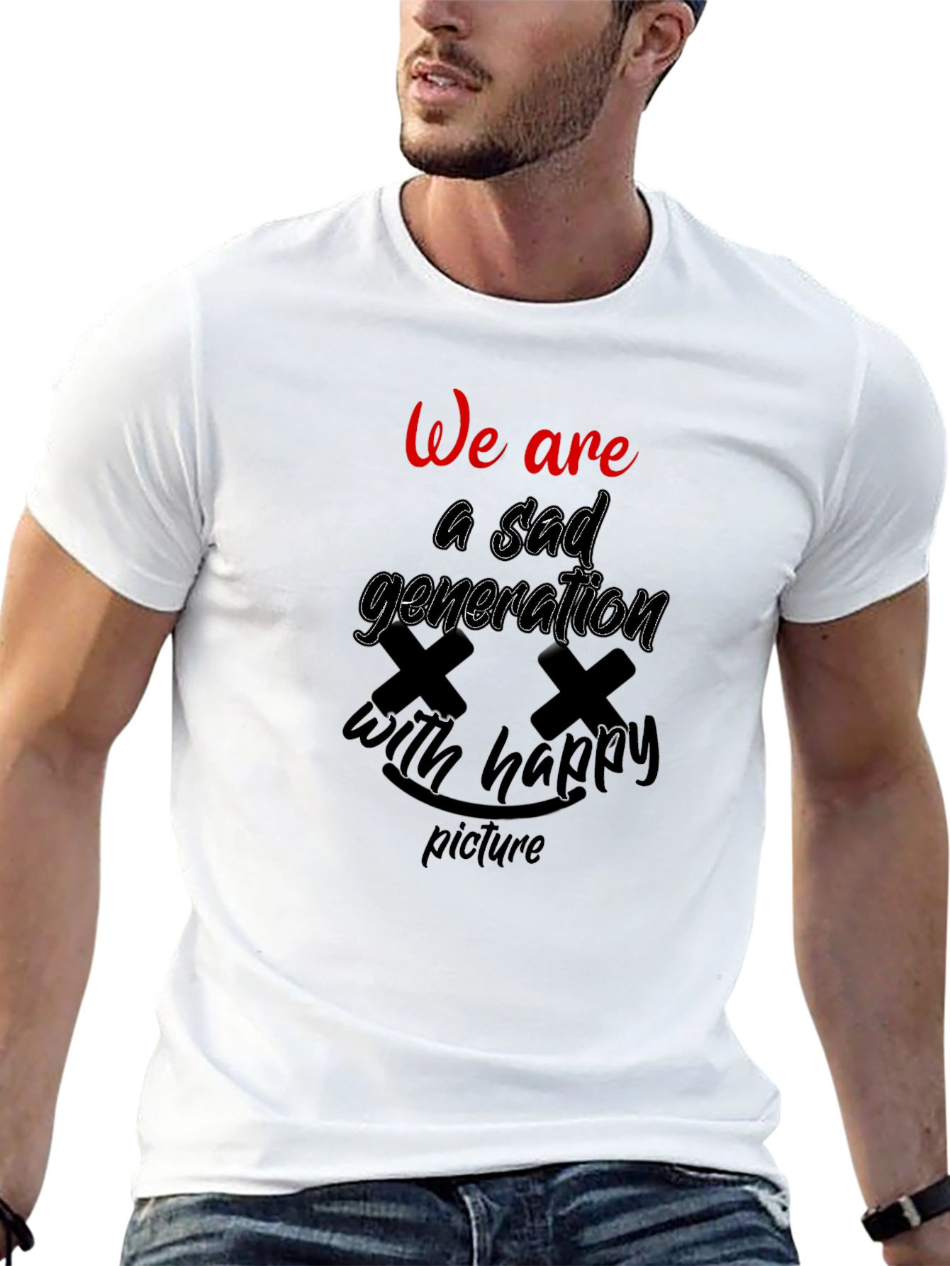 Sad Generation Graphic Tee - Trendy Black T-Shirt