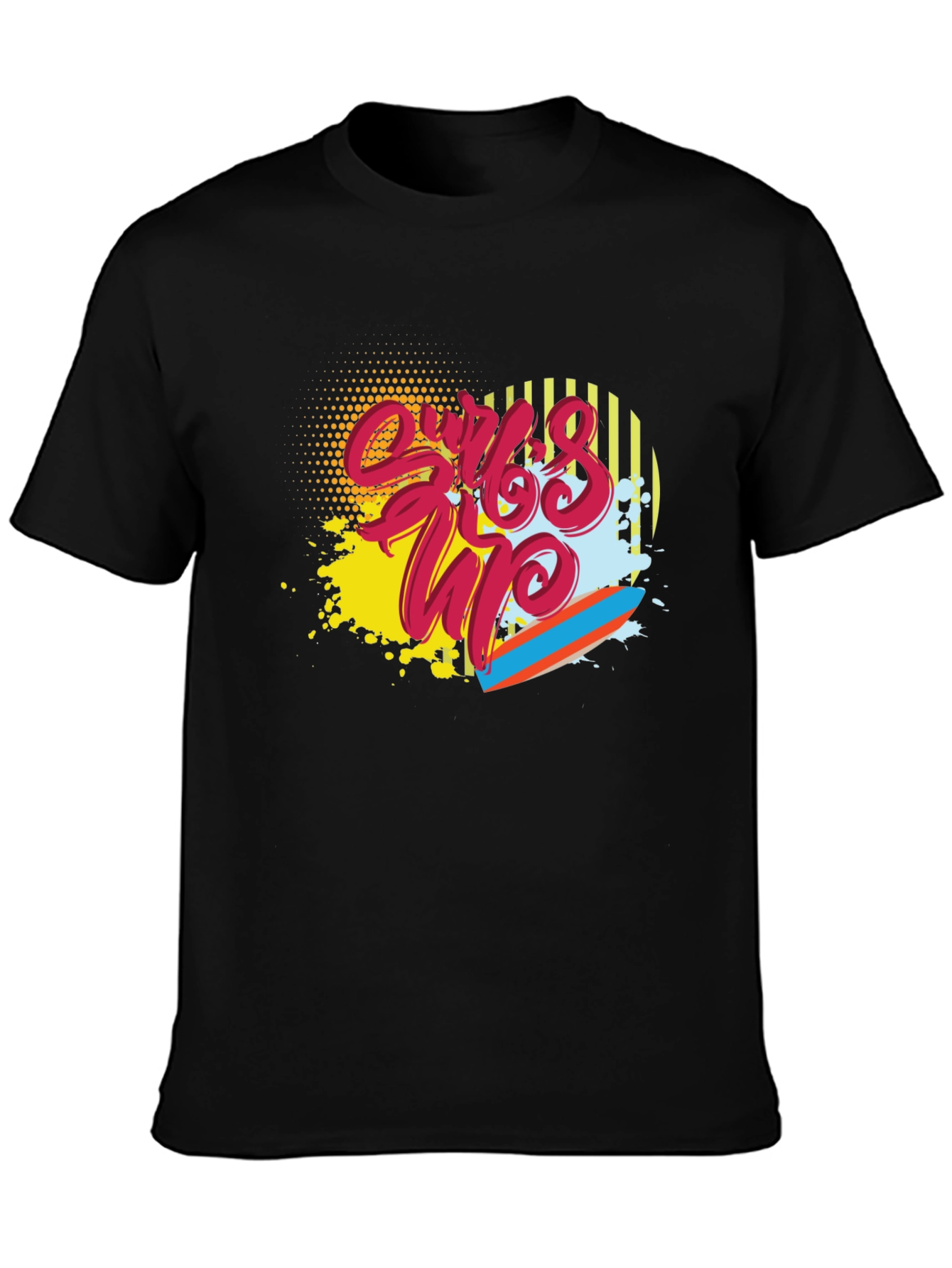 Surfs Up Graphic Tee - Black Cotton Blend