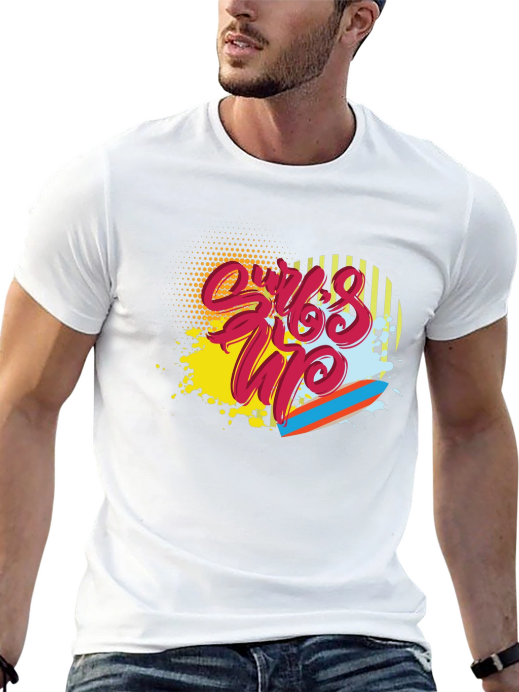 Surfs Up Graphic Tee - Black Cotton Blend