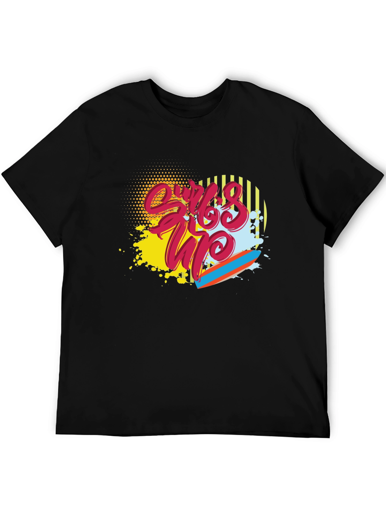Surfs Up Graphic Tee - Black Cotton Blend