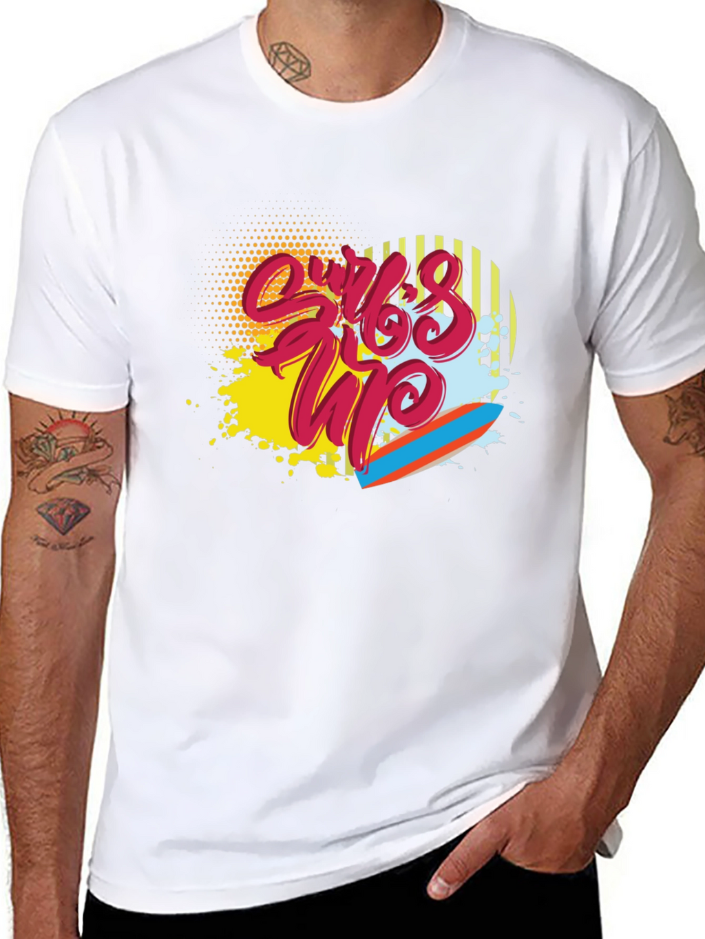 Surfs Up Graphic Tee - Black Cotton Blend