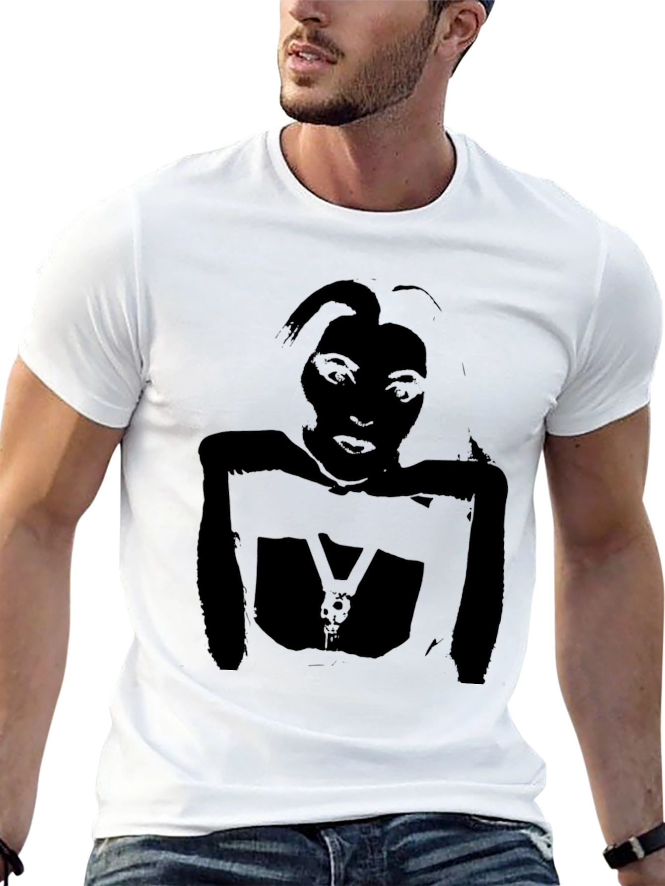 Graphic Tee - Black Silhouette Print