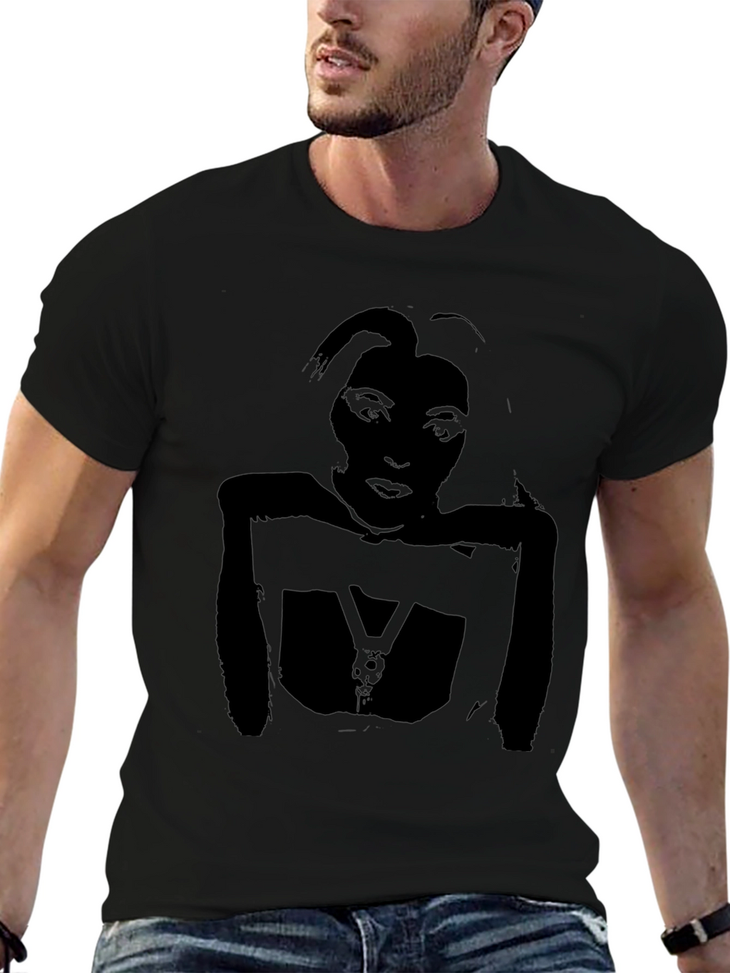 Graphic Tee - Black Silhouette Print