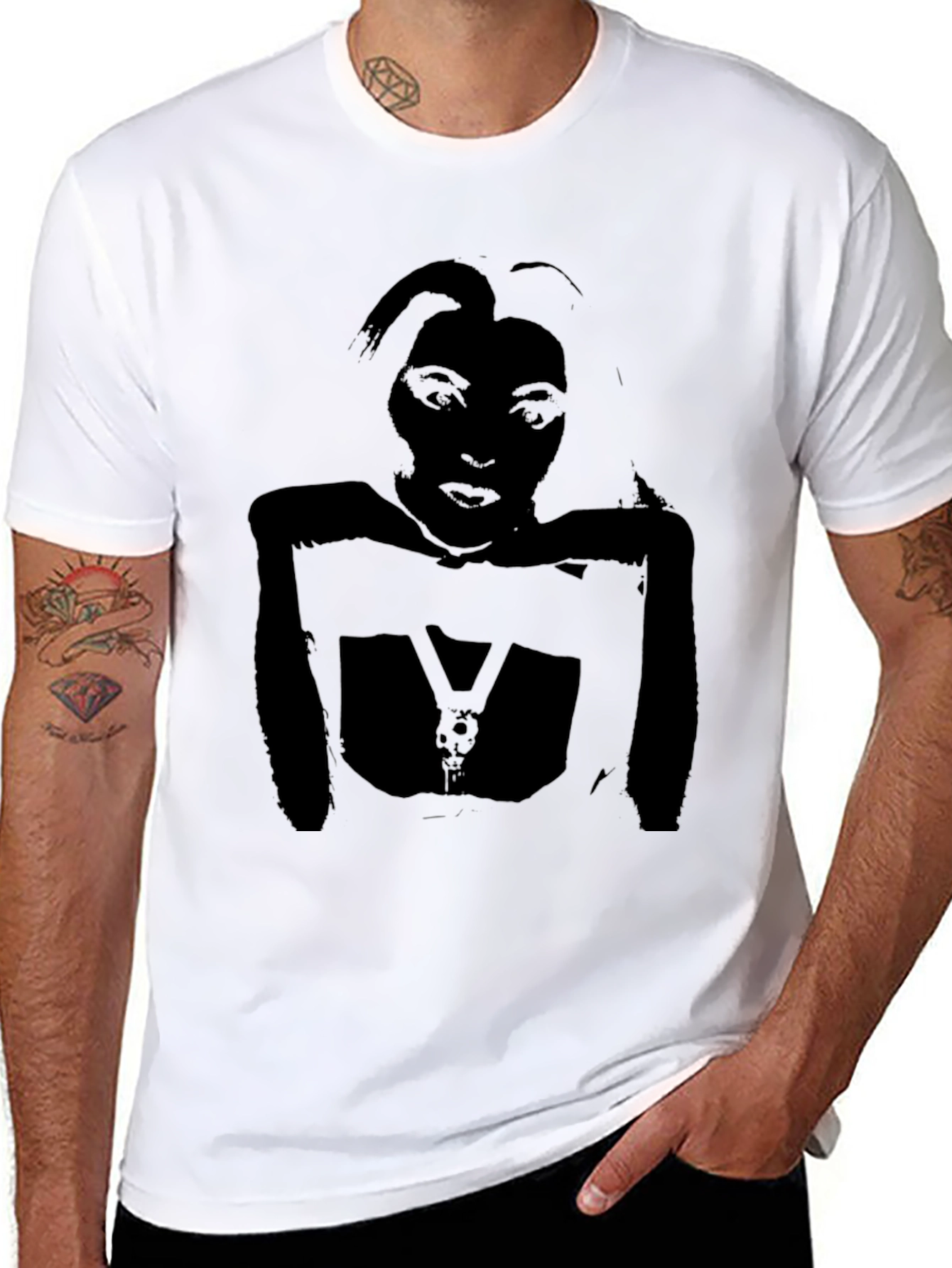 Graphic Tee - Black Silhouette Print