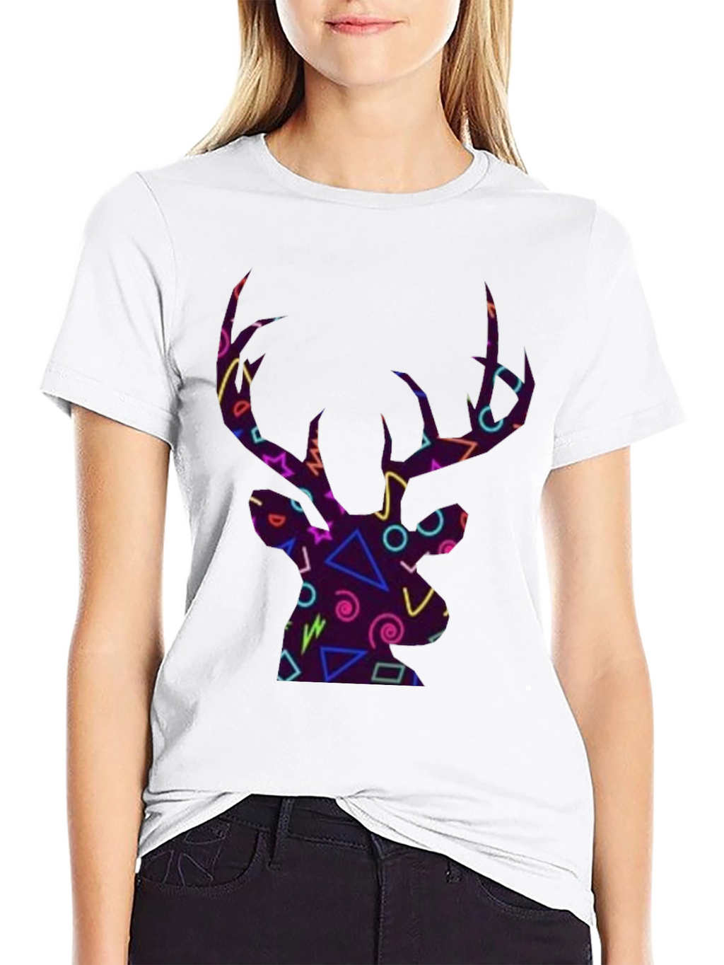 Retro Deer Head Graphic T-Shirt