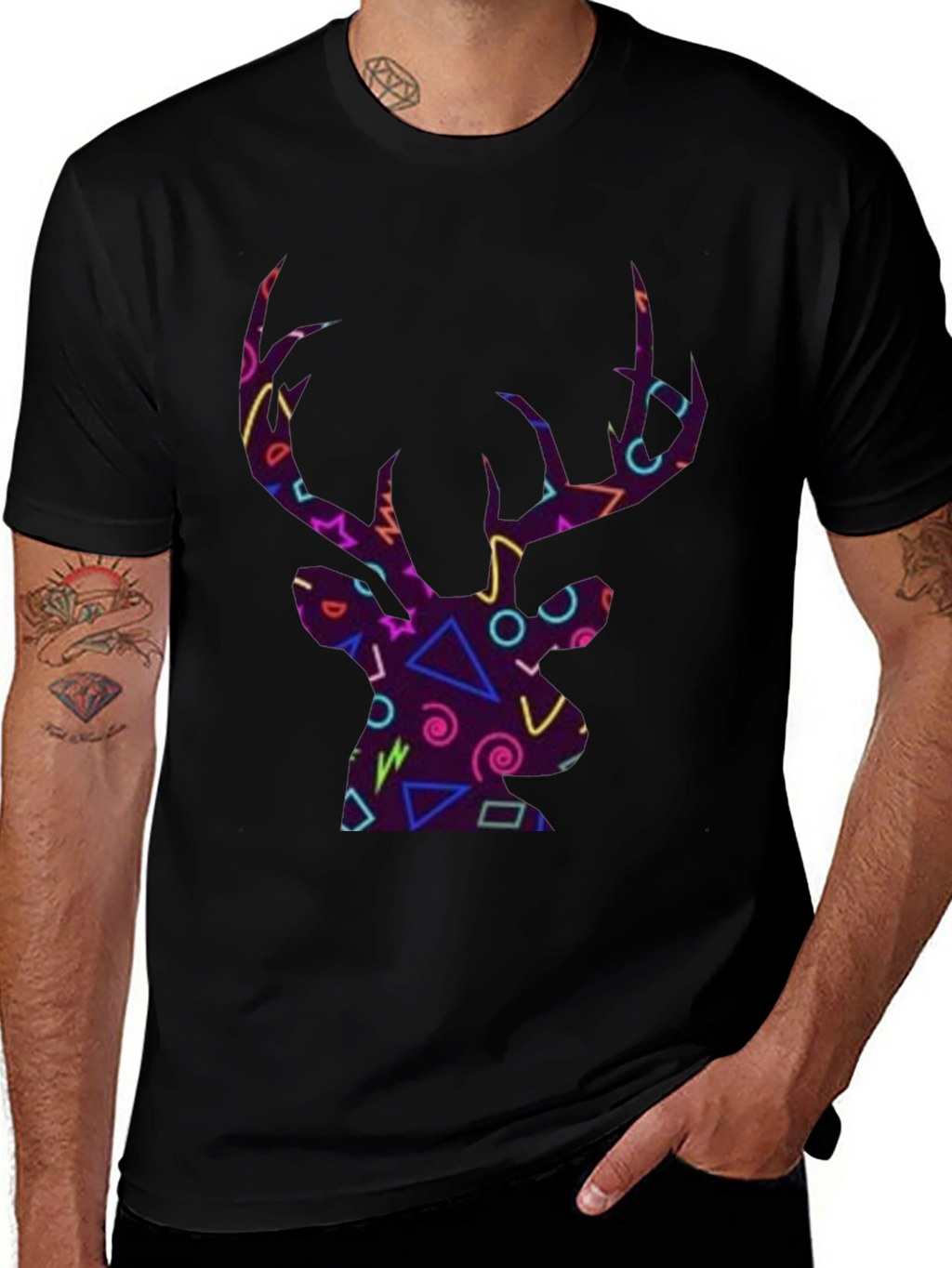 Retro Deer Head Graphic T-Shirt