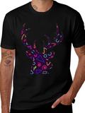 Retro Deer Head Graphic T-Shirt