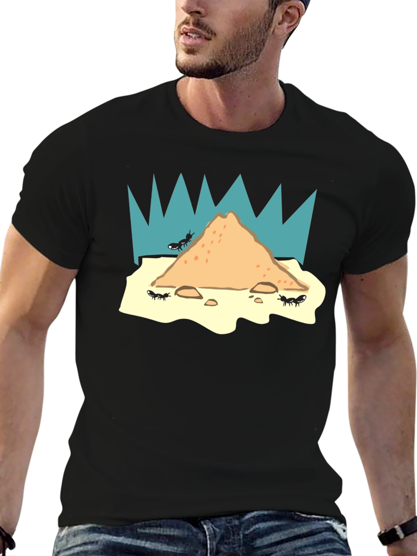 Ant Hill T-Shirt - Black Unique Graphic Tee