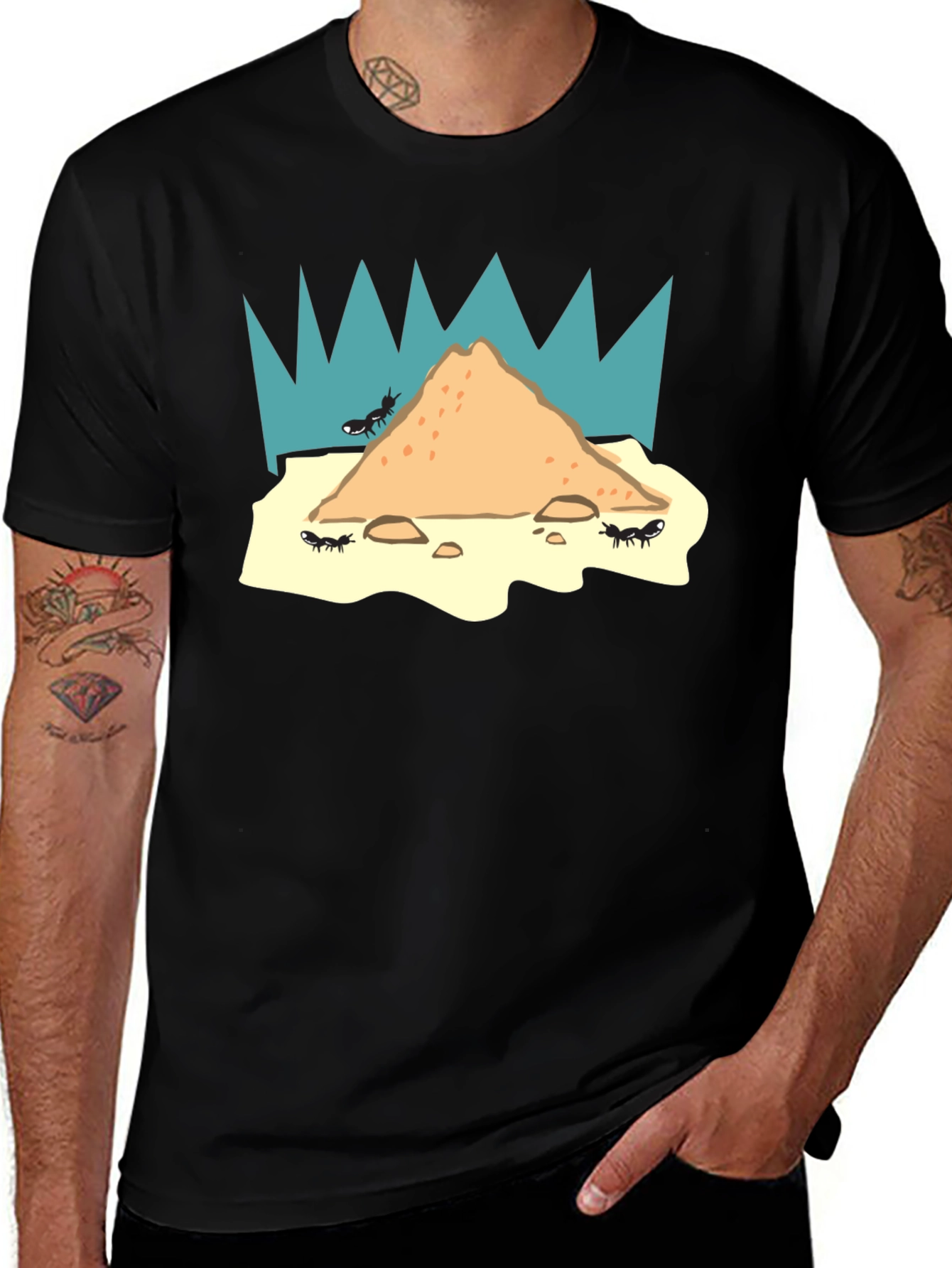 Ant Hill T-Shirt - Black Unique Graphic Tee
