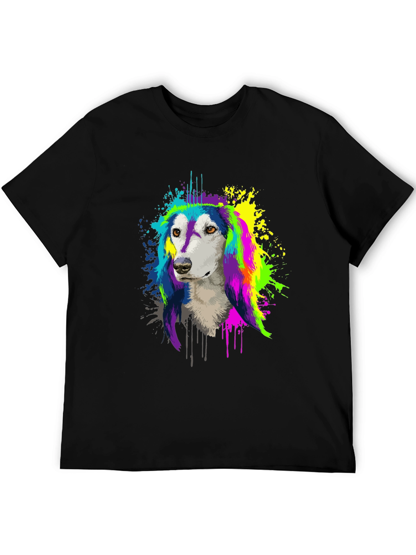 Colorful Dog Graphic Tee - Unisex Black T-Shirt