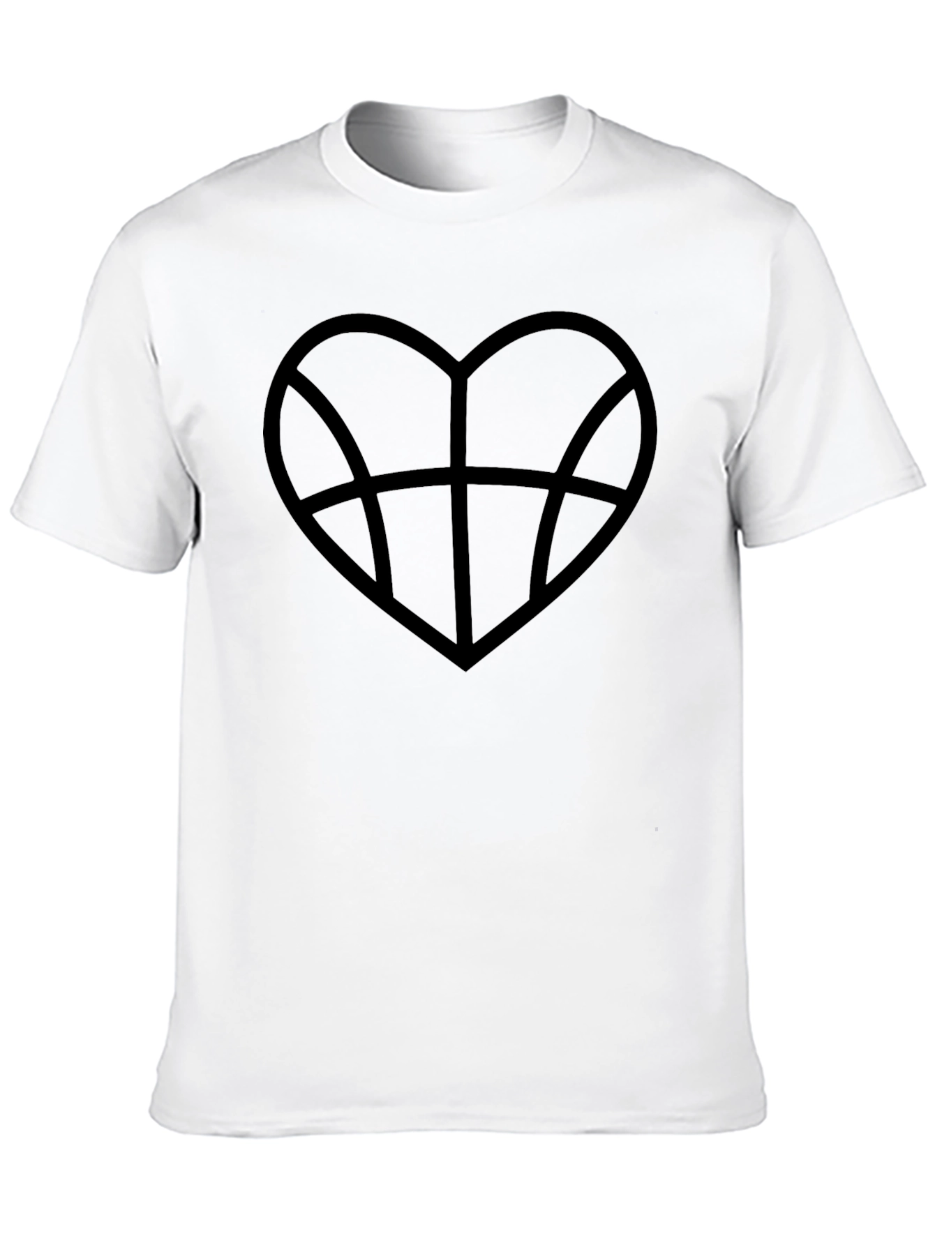 Basketball Heart Graphic Tee - Black Cotton T-Shirt