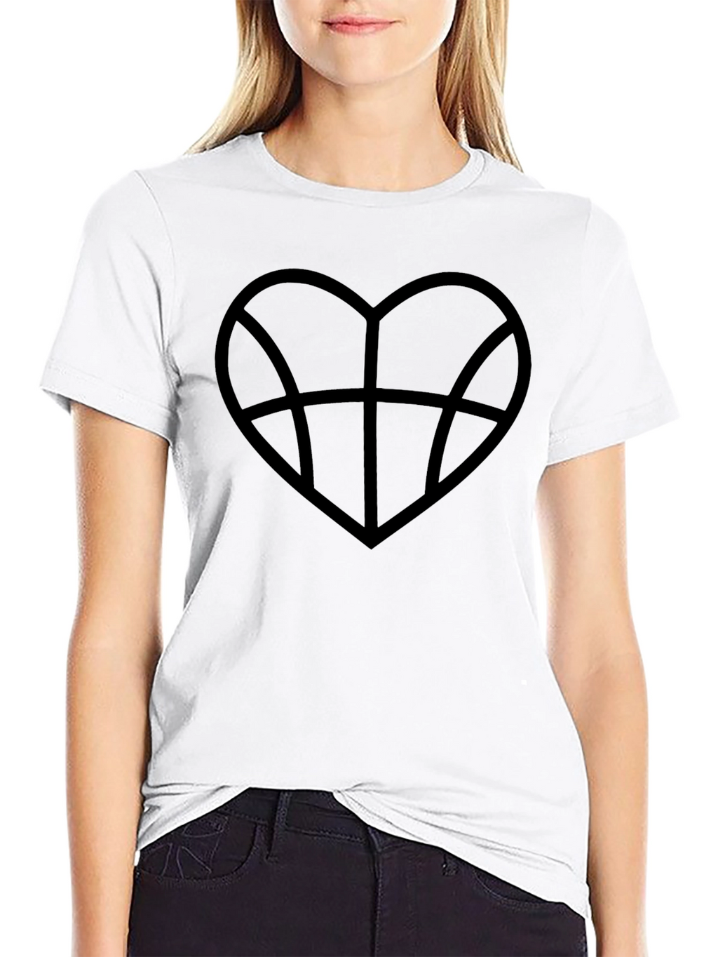 Basketball Heart Graphic Tee - Black Cotton T-Shirt