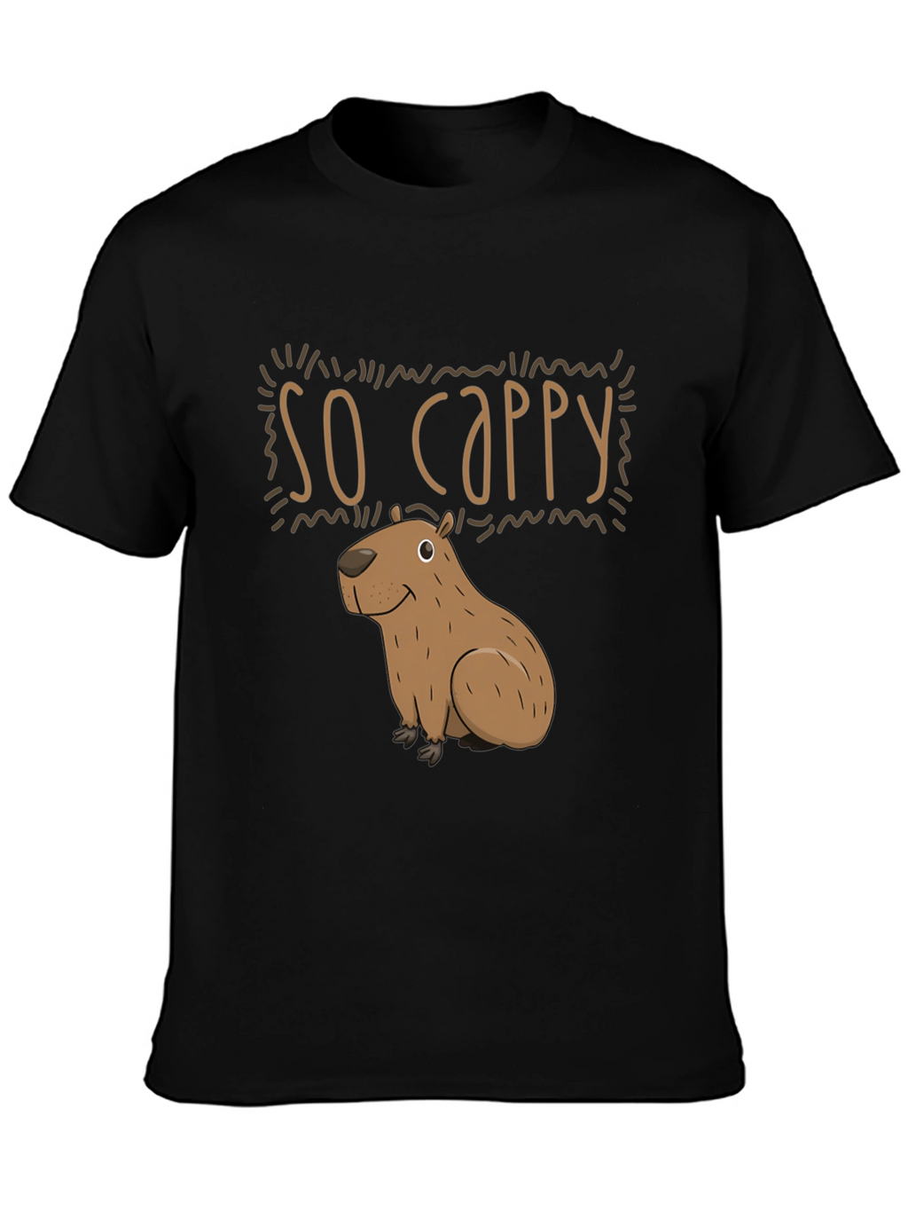 So Cappy Capybara Black T-Shirt - Funny Graphic Tee