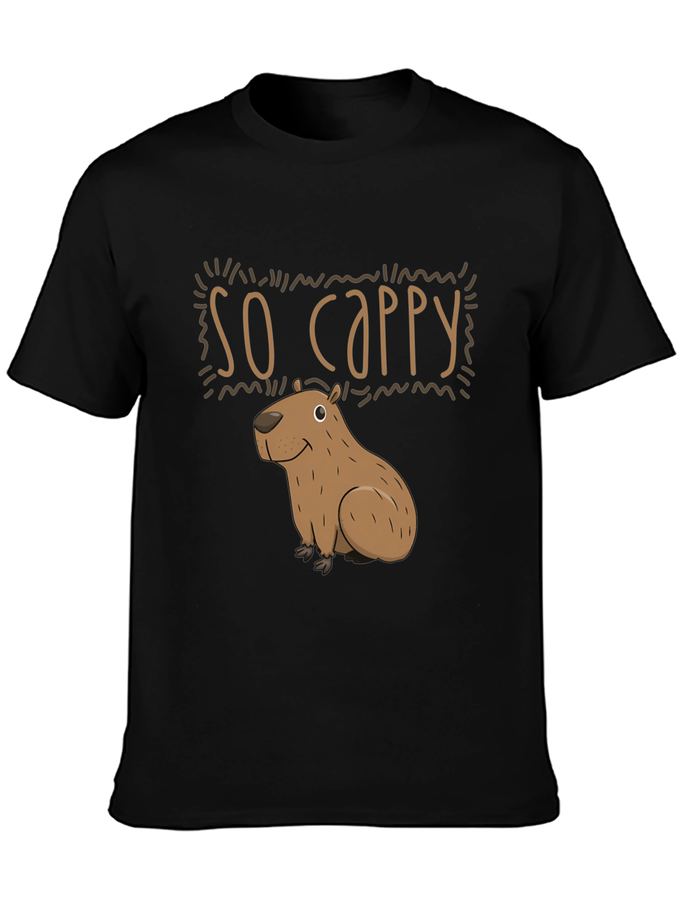 So Cappy Capybara Black T-Shirt - Funny Graphic Tee