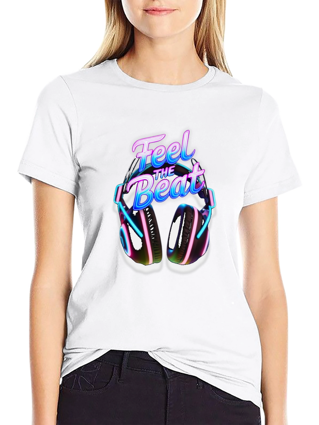 Feel The Beat Graphic Tee - Black Cotton Blend