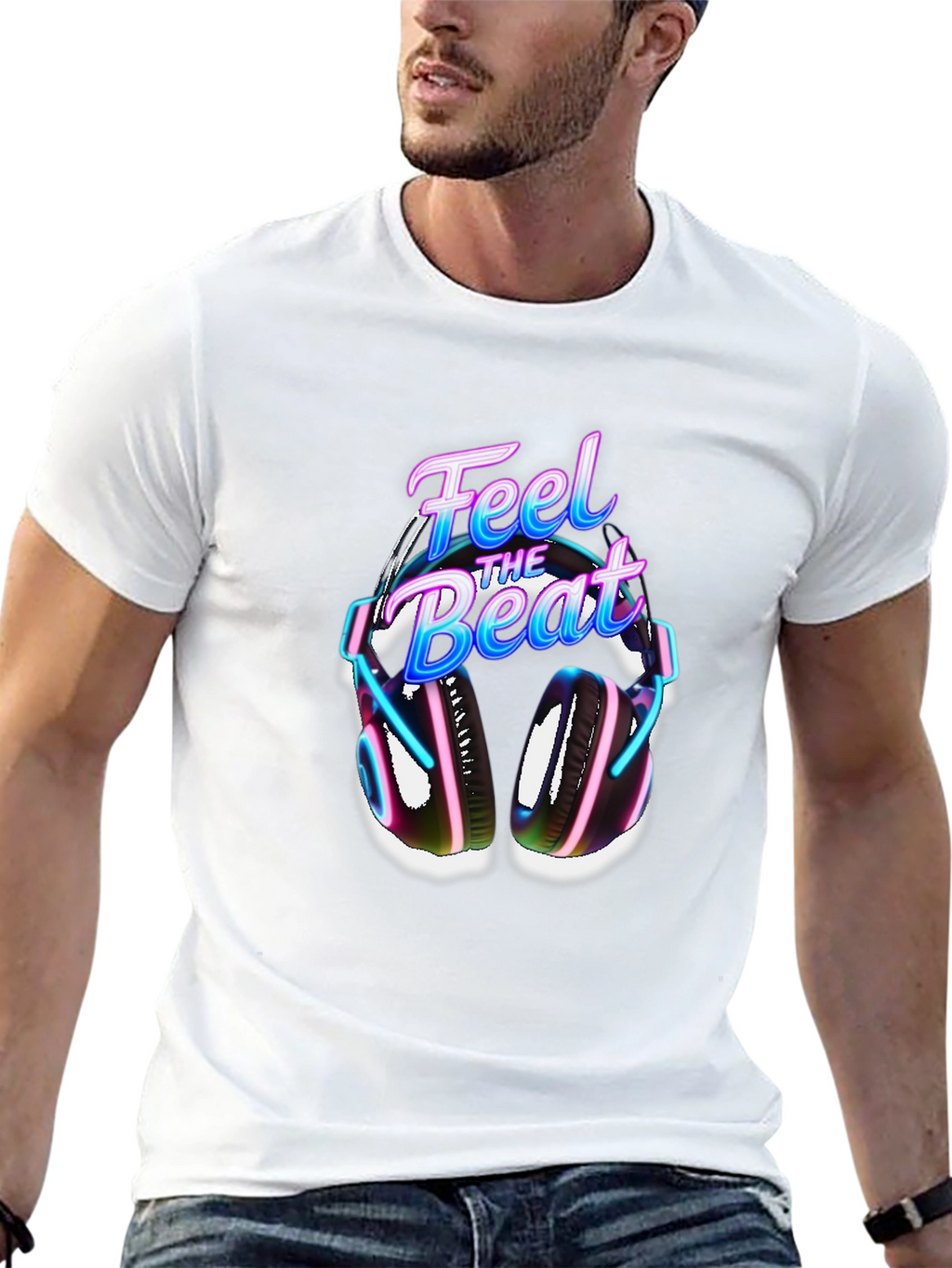 Feel The Beat Graphic Tee - Black Cotton Blend