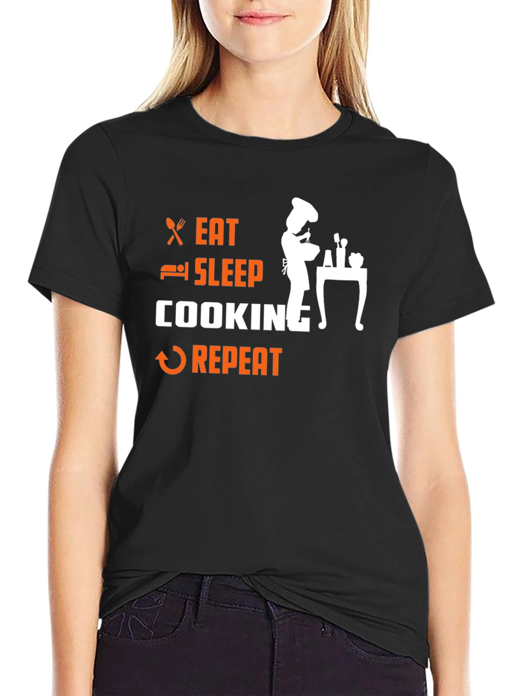 Eat Sleep Cooking Repeat Graphic T-Shirt