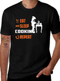 Eat Sleep Cooking Repeat Graphic T-Shirt