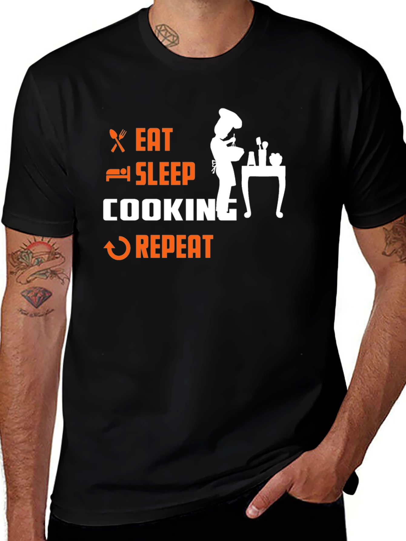 Eat Sleep Cooking Repeat Graphic T-Shirt