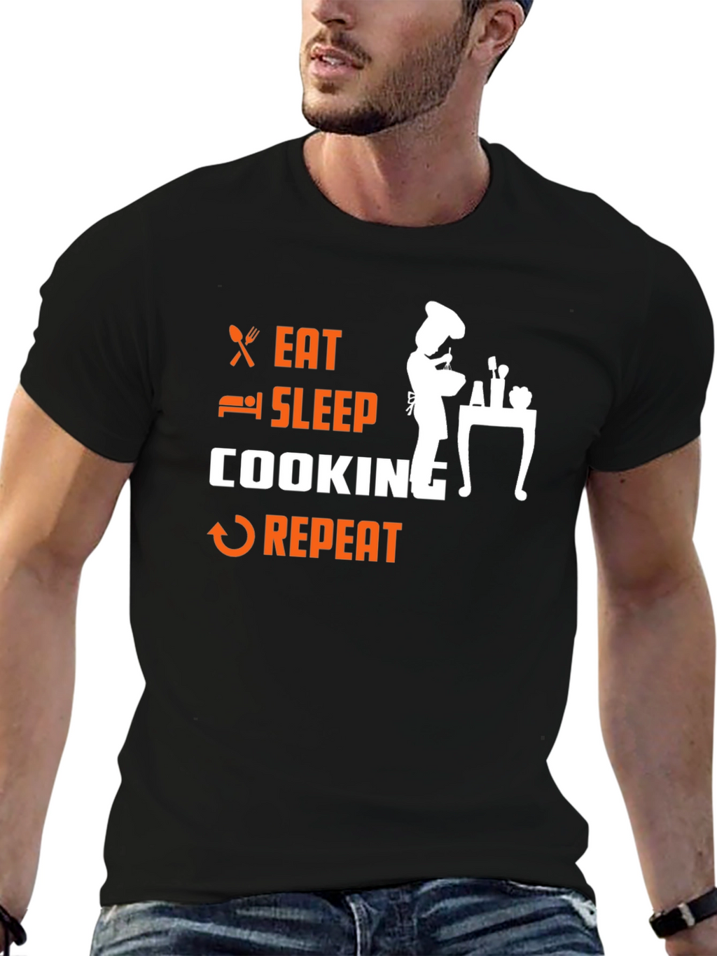 Eat Sleep Cooking Repeat Graphic T-Shirt