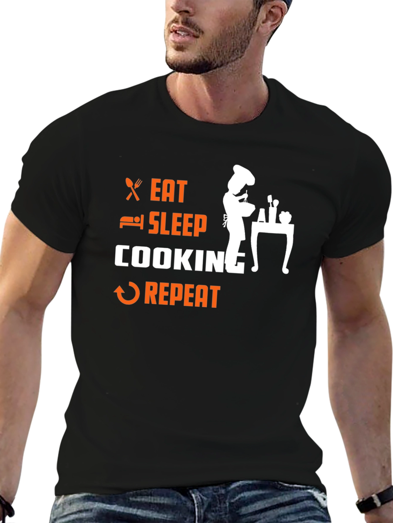 Eat Sleep Cooking Repeat Graphic T-Shirt