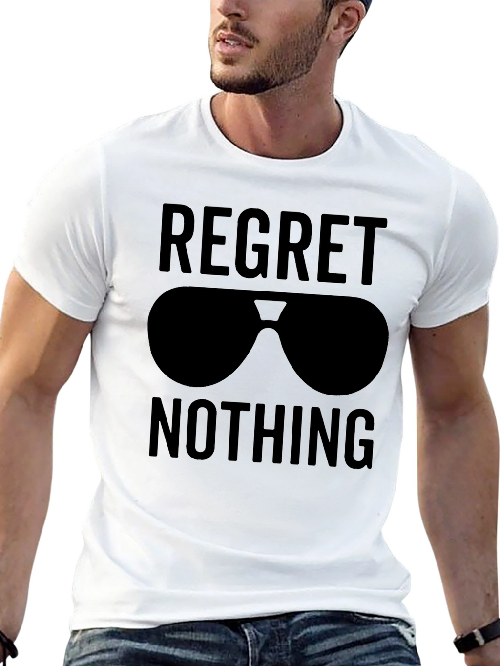 Regret Nothing Aviator Sunglasses Black Graphic Tee