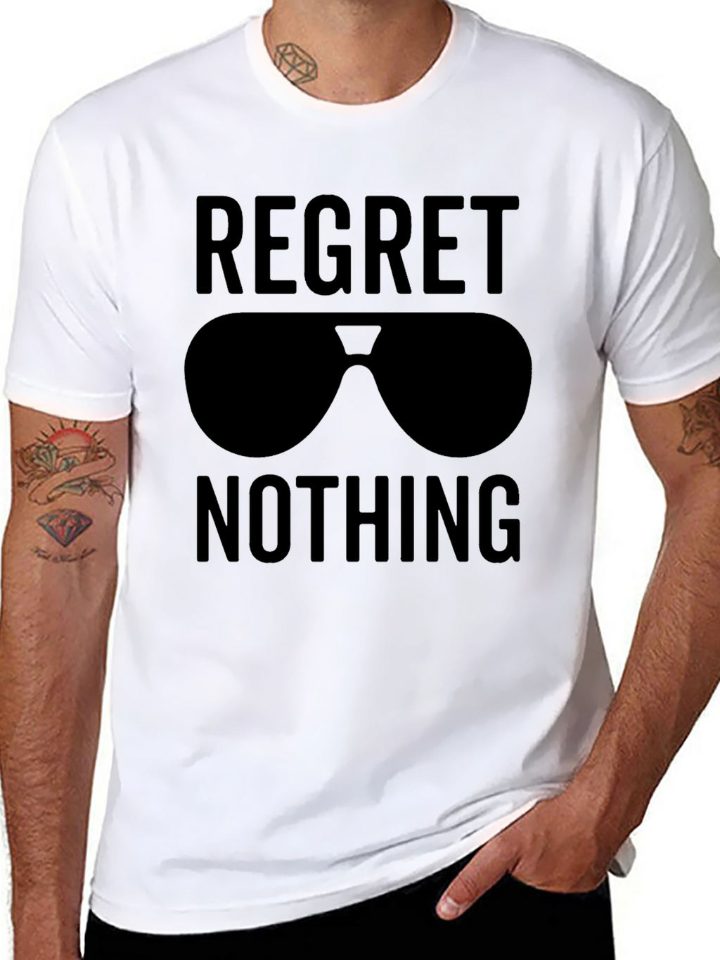 Regret Nothing Aviator Sunglasses Black Graphic Tee
