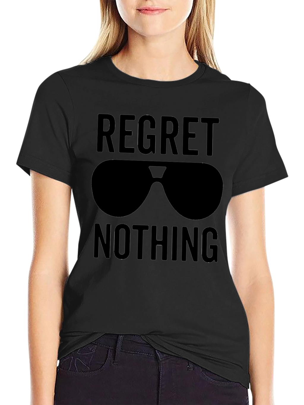 Regret Nothing Aviator Sunglasses Black Graphic Tee