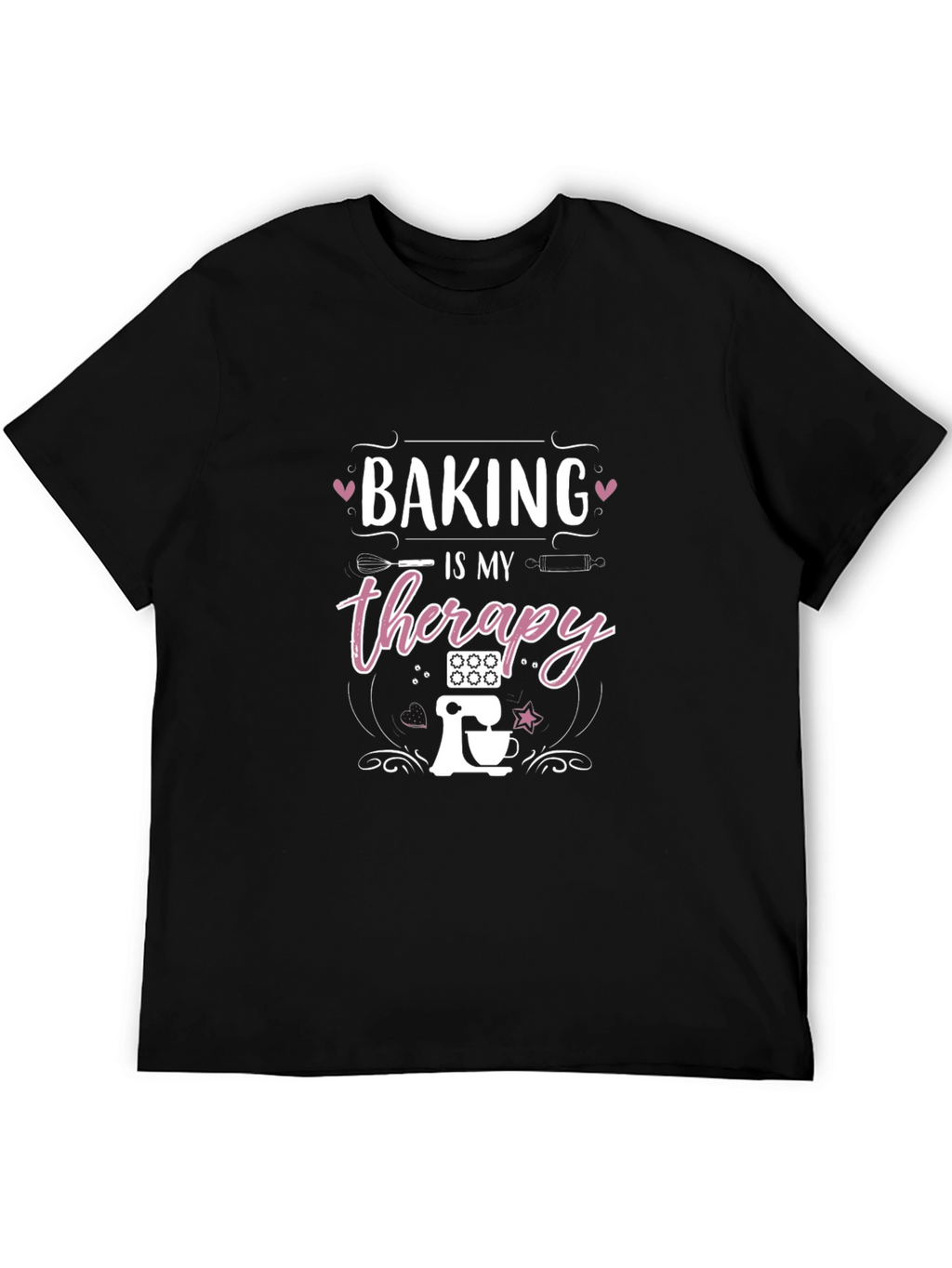 Baking Is My Therapy Black T-Shirt