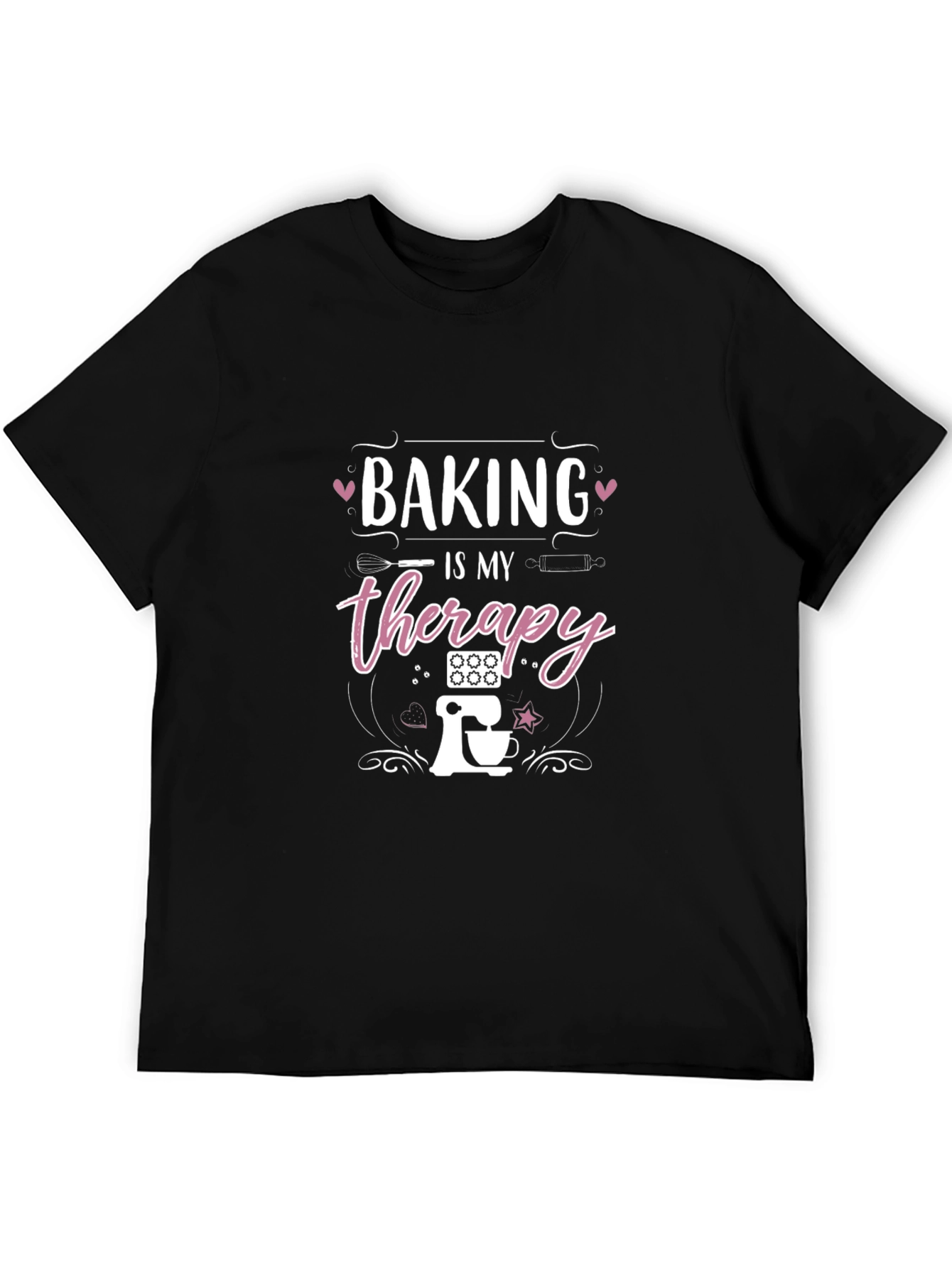 Baking Is My Therapy Black T-Shirt
